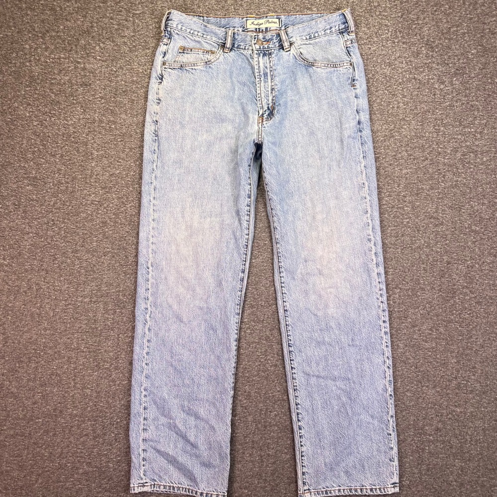 Indigo Palms Jeans Mens 33x30 Light Blue Classic Casual Straight Cotton Denim
